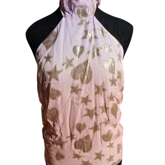 LoveShackFancy Pink and Gold Patterned Top - Picture 1 of 5
